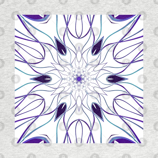 Cartoon Mandala Flower White and Purple by WormholeOrbital